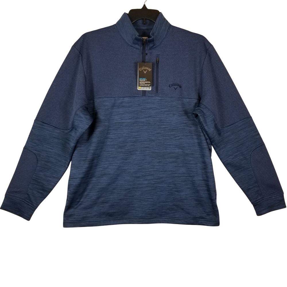 Callaway Mens Opti-Dri Quarter Zip Golf Pullover Blue Space Dye Large NEW